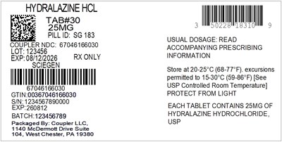 Label (50228 183 10 Hydralazine HCl 25mg 67046 1660 30)